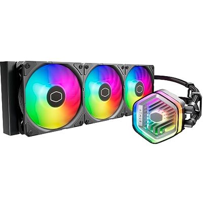Cooler Master MasterLiquid Atmos 360 zwarte processor waterkoeling AIO-waterkoelsysteem, tweekamerpomp, Sickleflow 120 Edge-ventilatoren, adresseerbare Gen 2 RGB, LGA1700 en AM5-beugels Cooler Master MasterLiquid Atmos 360 zwarte processor waterkoeling AIO-waterkoelsysteem, tweekamerpomp, Sickleflow 120 Edge-ventilatoren, adresseerbare Gen 2 RGB, LGA1700 en AM5-beugels