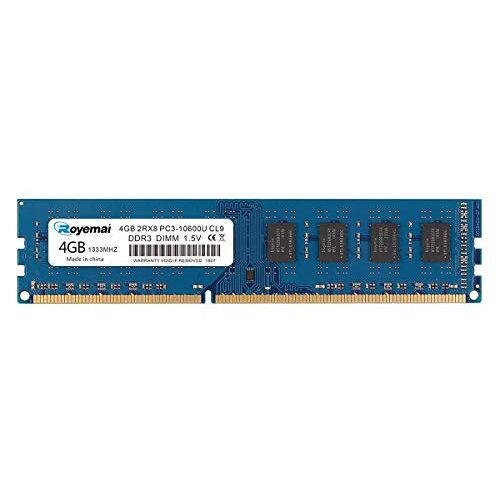 DUOMEIQI ROYEMAI 4GB DDR3 10600 RAM, DDR3 1333 PC3-10600U 4GB DDR3 2Rx8 240-pin Dimm CL9 1.5V Desktop RAM Geheugenmodule