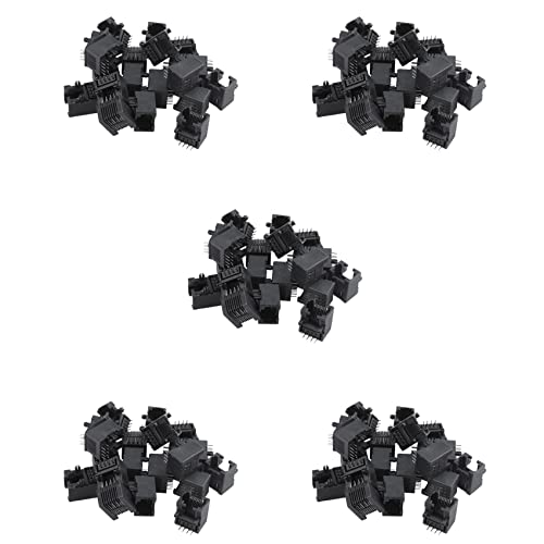 Henrty 100Pcs RJ45 8P8C Computer Internet Netwerk PCB Jack Socket Zwart