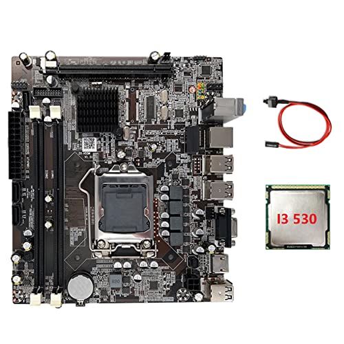 TAMOSH H55-Moederbordonderdelenkits LGA1156 Ondersteunt I3 530 I5 760-Serie CPU DDR3-Geheugen+I3 530 CPU+Switch-Kabel