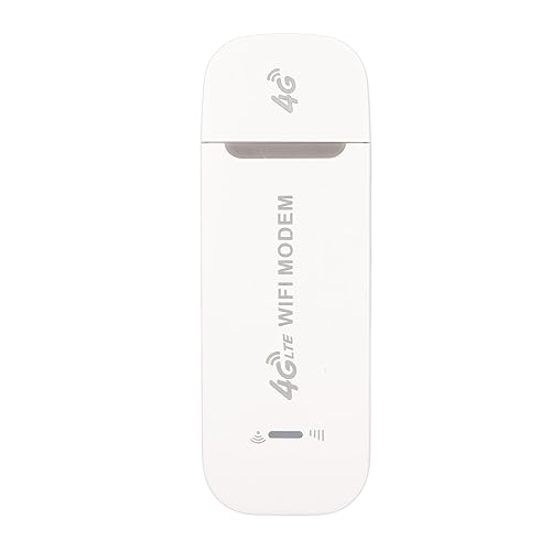 ASHATA 4G USB-dongle, 150 Mbps, Internet Onderweg, Draagbare WiFi-hotspot 4G WiFi-router met Simkaartsleuf, voor Europa, Azië, Zuidoost-Azië, Afrika, Het Midden-Oosten (WHITE)