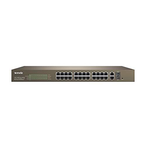 Tenda TEF1226P-24-440W PoE-switch (24x poorten 10/100 MBit/s + 2 gigabit poorten TP/SFP, 40 W pro poort, tot 370m PoE)