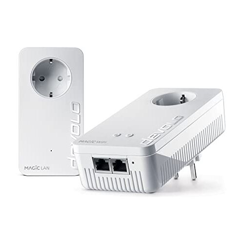 Devolo 8823 Magic 2 WiFi 6 Starter Kit, WiFi powerline adapter tot 2.400 Mbps, mesh WiFi-aansluiting, 2X Gigabit LAN, access point, dLAN 2.0, wit