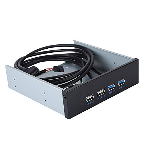 Akozon 5 25 Inch USB CD-stuurprogrammakaart Vooraan Draagbaar 19-pins 9-pins Naar 3.0 2.0 4-poorts Metalen USB-voorhubs Optisch Station Bay Scheda Stuurprogramma-cd Hubpaneel