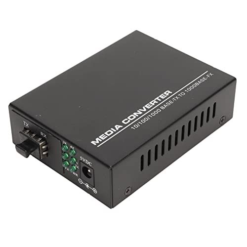 Elprico Gigabit Ethernet Fiber Converter, RJ45-Poort Fiber Media Converter Tot 25 Km, 1 Optische Poort 4 Elektrische Poorten Fiber Transceiver