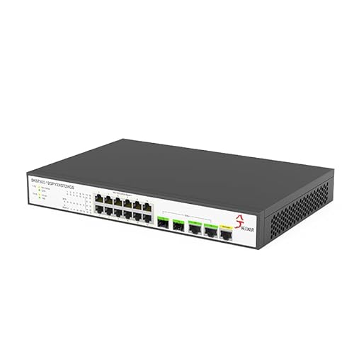 XikeStor 16 haven 2.5G L2 Beheerde Schakelaar, 12x 2.5G RJ45-Havens & 2X 10G RJ45 & 2X 10G SFP+, de Schakelaar van het Hoge snelheidsnetwerk, Ethernet-Splitter, Desktop/Rek zet op