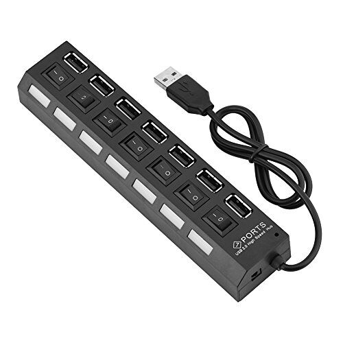 Zerone USB 2.0-hub 7 poorten USB-splitter 480 Mbps-adapter voor meerdere USB-poorten