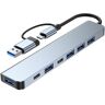 Zacoora 7-in-1 USB-hub met 5 USB-poorten adapter USB type C hub