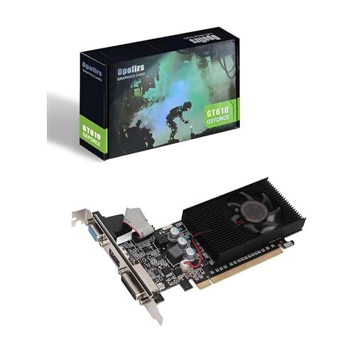 Dpofirs GT610 2 GB DDR3 Grafische Kaart, 64-bits 810 MHZ 2 GB DDR3 Grafische Kaart, 2560 X 1600 Pc-videokaart, PCI Express 2.0, DVI VGA HDMI Low-profile Grafische Kaart, PLUA en Play