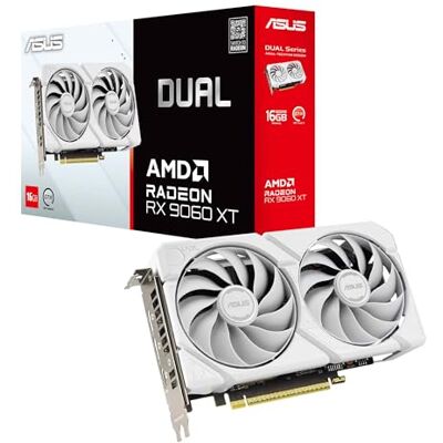 Asus Dual Radeon RX9060XT 16G GDDR6 White Gaming Grafische kaart (AMD Radeon RX9060XT, AMD RDNA 4 architectuur, 2,5-sleuf ontwerp, Dual BIOS, PCIe 5.0, 1x HMDI 2.1b, 2X DisplayPort 2.1a, wit) Asus Dual Radeon RX9060XT 16G GDDR6 White Gaming Grafische kaart (AMD Radeon RX9060XT, AMD RDNA 4 architectuur, 2,5-sleuf ontwerp, Dual BIOS, PCIe 5.0, 1x HMDI 2.1b, 2X DisplayPort 2.1a, wit)