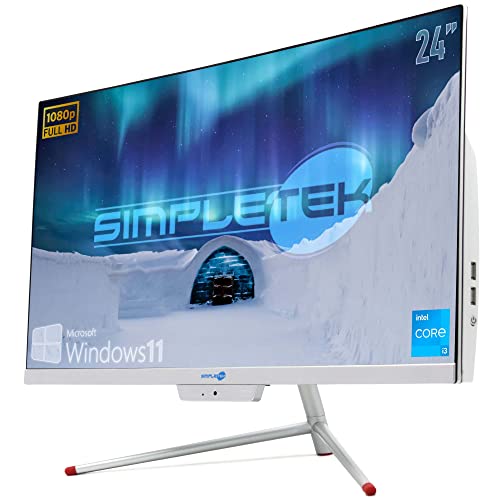 SIMPLETEK All-in-One computer 24 inch gebogen FHD Core i3 3,4 GHz Windows 11 Pro   16 GB RAM M.2 120 GB + 2 TB   gebogen PC Desktop