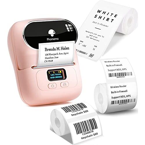 Phomemo M110 Etikettenprinter 3 Etikettenrol Set, Zelfklevende Etiketteerder voor Telefoon en PC, Bluetooth Etikettenprinter, Draagbare Etiketteerder voor Thuis, Kantoor en Kleine