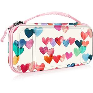 Fintie Carry Case voor Nintendo Switch/Switch Oled [Schokbestendig] Harde Hoes Beschermhoes Draagbare tas met 10 kaartsleuven binnenzak voor Switch Console Joy-Con accessoires, Raining Hearts