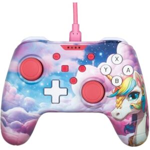 Konix Wired Controller voor Nintendo Switch, Switch OLED en PC trilfunctie anti-slip handgrepen 3 m kabel Be Dreamy motief, eenhoorn Konix Wired Controller voor Nintendo Switch, Switch OLED en PC trilfunctie anti-slip handgrepen 3 m kabel Be Dreamy motief, eenhoorn