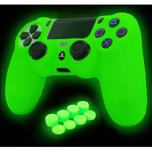 HLRAO PS4 Controller Skin Silicone Grip Glow in Dark beschermhoes voor PS4/Slim/Pro Dualshock 4 Controller + 8 FPS PRO Duimgrepen + 2 stuks Caps & L2 R2 Trigger.