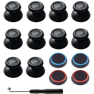 JUHONNZ Thumb Stick Grip Cap Set, 10 Stks Analoge Sticks Vervanging en 4 Thumbsticks Grips Caps (met schroevendraaier), voor PS3 PS2 Game Controllers Zwart