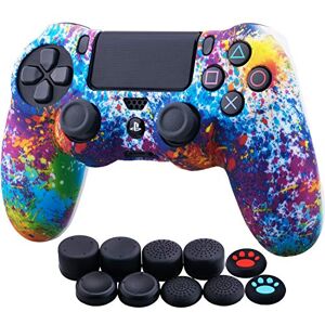 YoRHa Watertransferdruk Camouflage Siliconen Hoesje Skin Cover voor Sony PS4/Slim/Pro Dualshock 4 Controller x 1 (spattende verf) met Duimgrepen Thumb Grip x 10 YoRHa Watertransferdruk Camouflage Siliconen Hoesje Skin Cover voor Sony PS4/Slim/Pro Dualshock 4 Controller x 1 (spattende verf) met Duimgrepen Thumb Grip x 10
