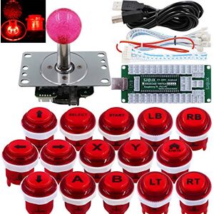 SJ@JX Arcade Game Controller USB Encoder DIY Kit LED Cherry MX Microswitch Lamp Button 4-8way LED Joystick Gamepad Code Board for Xbox 360 Nintendo Switch Hit Box Raspberry Pi PS3 PC Andriod