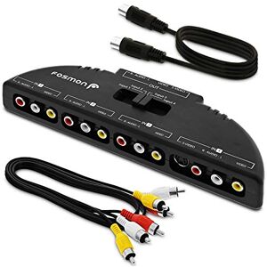 Fosmon 4-weg audio/video RCA Switch Hub met 4 input-poorten Selector/Splitter Box/Omschakelaar Adapter & AV-patchkabel voor Microsoft Xbox 360, Playstation PS3, Gamecube, Wii, DVD, VCR