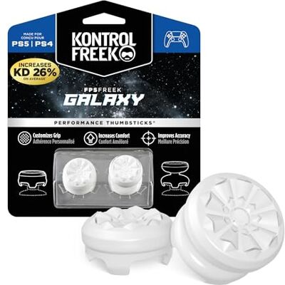 KontrolFreek FPS Freek Galaxy White rubberen buffer voor PS5-controller, analoge opzetstukken voor PS5 en PS4, precisie en controle, wit KontrolFreek FPS Freek Galaxy White rubberen buffer voor PS5-controller, analoge opzetstukken voor PS5 en PS4, precisie en controle, wit