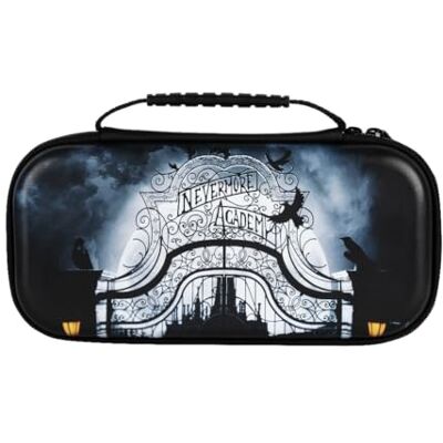 Konix Wednesday Beschermhoes en transporthoes voor Nintendo Switch, Switch Lite en Switch OLED 8 games Nevermore Academy motief zwart, zwart, Wednesday Konix Wednesday Beschermhoes en transporthoes voor Nintendo Switch, Switch Lite en Switch OLED 8 games Nevermore Academy motief zwart, zwart, Wednesday