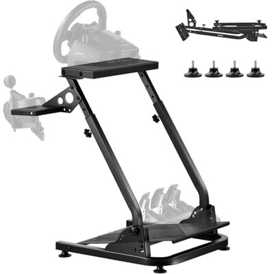 VEVOR Racestuurstandaard, verstelbare en opvouwbare simulatorstandaard voor Logitech G29 G27 G920 G923, Thrustmaster T300RS T300GT T248 TS-PC TSXW Gaming Cockpit, Pedalen Simulator NIET inbegrepen VEVOR Racestuurstandaard, verstelbare en opvouwbare simulatorstandaard voor Logitech G29 G27 G920 G923, Thrustmaster T300RS T300GT T248 TS-PC TSXW Gaming Cockpit, Pedalen Simulator NIET inbegrepen