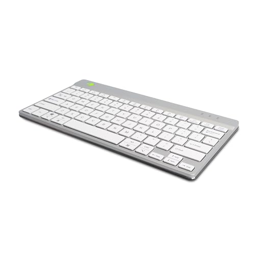 R-Go Tools R-Go Compact Break Toetsenbord, Bluetooth 5.0, QWERTY US lay-out, met anti-RSI-software, ergonomisch plat ontwerp, compatibel met Windows/Microsoft/Linux/Mac, wit