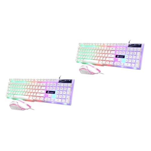 Hemoton 2 Stuks Toetsenbord Mechanisch Rgb-toetsenbord Mechanisch Gaming-toetsenbord Gamen En Toetsenbord Bedraad Mechanisch Toetsenbord Gaming-toetsenborden Ergonomisch Wit Set Bedrade