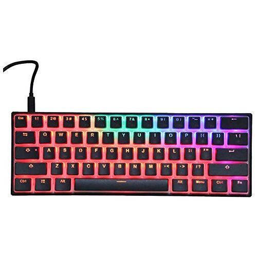 Topiky Mechanisch gamingtoetsenbord, bedraad Type-C RGB-gametoetsenbord met led-achtergrondverlichting, lay-out met 61 toetsen, FN + multimediaknop voor desktopcomputer PC-gamers