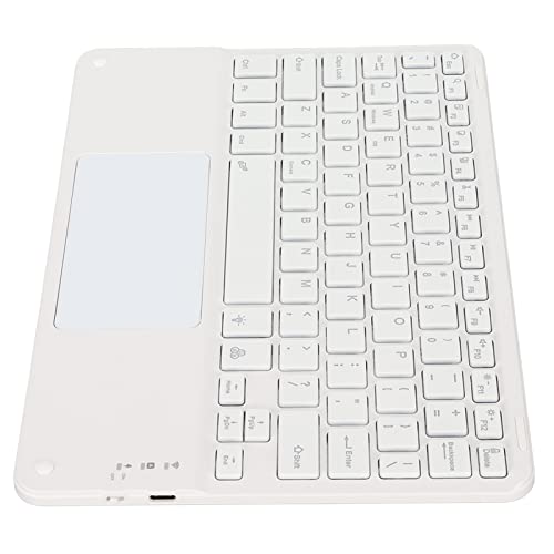 TOPINCN Draadloos Touchpad-Toetsenbord, Ultradun 10-inch Draadloos Toetsenbord met Touchpad voor Thuis (Wit)