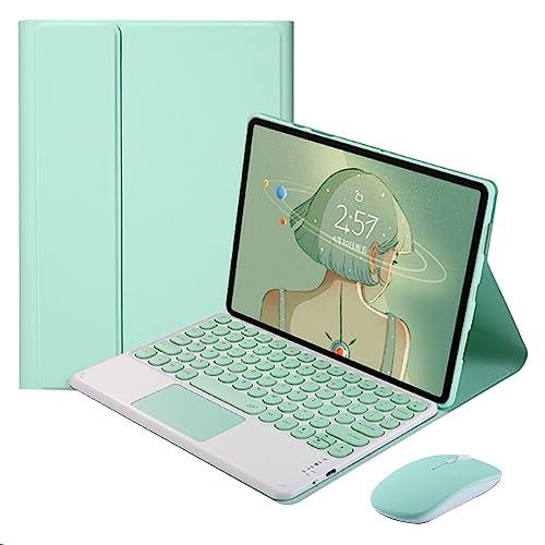 QYiiD Touchpad Toetsenbord Case voor Huawei MatePad 11 2021 11 inch, Folio Toetsenbord Case Cover met Leuke Ronde Sleutel Draadloze Afneembare TouchPad Toetsenbord & Muis, Groen