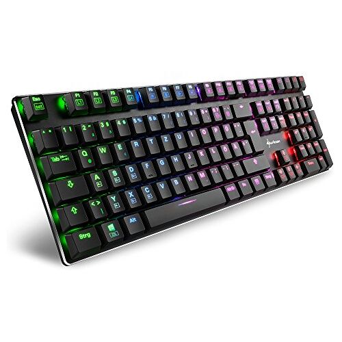 Sharkoon PureWriter RGB Mechanisch Low Profile-toetsenbord (RGB verlichting, rode schakelaar, platte toetsen, verlichtingseffecten, afneembare USB-kabel), Zwart