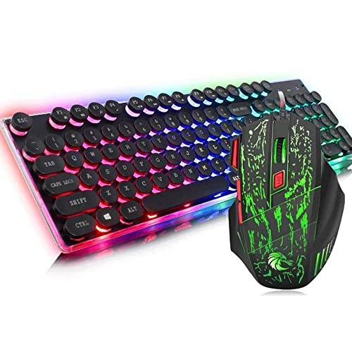 XYLXJ Gaming-toetsenbord en muis, toetsenbord en muis bekabeld gaming-toetsenbord en muis combo RGB backlit gaming-toetsenbord