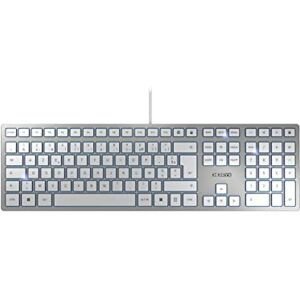 CHERRY KC 6000 SLIM, Ultraplat ontwerp toetsenbord, Franse indeling (AZERTY), Bedraad (USB-A-aansluiting), Stille toetsen, Duurzame labeling, Zilver