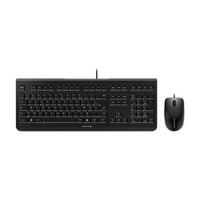 CHERRY DC 2000, bedraad toetsenbord en muis, Belgische lay-out (AZERTY), plug & play via elk 1 USB-poort, symmetrische 3-knops muis, zwart