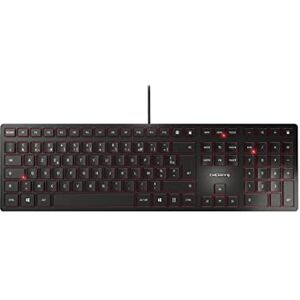 CHERRY KC 6000 SLIM, Ultraplat ontwerp toetsenbord, Franse indeling (AZERTY), Bedraad (USB-A-aansluiting), Stille toetsen, Duurzame labeling, Zwart