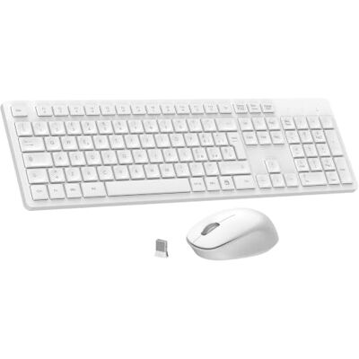 LeadsaiL QWERTY Italiaans stil draadloos toetsenbord en muis, draagbaar 2,4G draadloos USB-toetsenbord, stil, compatibel met pc, desktop, laptop, computer voor LeadsaiL QWERTY Italiaans stil draadloos toetsenbord en muis, draagbaar 2,4G draadloos USB-toetsenbord, stil, compatibel met pc, desktop, laptop, computer voor