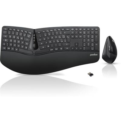 Perixx Periduo-605, draadloos ergonomisch split-toetsenbord en verticale muis, QWERTY Italiaans, stille toetsen, toetsenbord met scrollwiel en handsteun, voor carpaal tunnelsyndroom Perixx Periduo-605, draadloos ergonomisch split-toetsenbord en verticale muis, QWERTY Italiaans, stille toetsen, toetsenbord met scrollwiel en handsteun, voor carpaal tunnelsyndroom