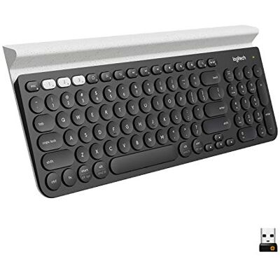 Logitech K780 Draadloos Toetsenbord, Bluetooth®, Multi Device, PC/Windows/Laptop/Mac/iOS/Android, Geïntegreerde houder voor Mobiele Apparaten, Nederlandse QWERTY Layout (US International) Grijs/Wit Logitech K780 Draadloos Toetsenbord, Bluetooth®, Multi Device, PC/Windows/Laptop/Mac/iOS/Android, Geïntegreerde houder voor Mobiele Apparaten, Nederlandse QWERTY Layout (US International) Grijs/Wit