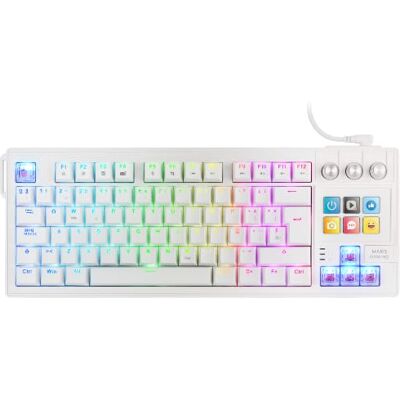 Mars Gaming MK-MASTER, Mechanisch TKL-Toetsenbord, 79 Toetsen RGB Chroma, SmartDeck LCD 6 Toetsen, 3 Knobs, Hot-Swap HAIMU RED Lineaire Gesmeerde Schakelaars, Gasket-Mount, 1000Hz, Frans, Wit Mars Gaming MK-MASTER, Mechanisch TKL-Toetsenbord, 79 Toetsen RGB Chroma, SmartDeck LCD 6 Toetsen, 3 Knobs, Hot-Swap HAIMU RED Lineaire Gesmeerde Schakelaars, Gasket-Mount, 1000Hz, Frans, Wit