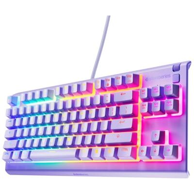 SteelSeries Apex 3 TKL Lavendel RGB-gamingtoetsenbord Compacte TKL-vormfactor 8-zone RGB-verlichting Water- en stofbestendig Fluisterstille gamingschakelaars UK Layout QWERTY SteelSeries Apex 3 TKL Lavendel RGB-gamingtoetsenbord Compacte TKL-vormfactor 8-zone RGB-verlichting Water- en stofbestendig Fluisterstille gamingschakelaars UK Layout QWERTY