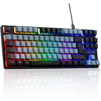 THE G-LAB Keyz Caesium TKL Gaming toetsenbord TKL 87 toetsen bedraad USB AZERTY, RGB aanpasbaar, programmeerbare macro's Compact gaming toetsenbord zonder cijferblok PC/PS4/PS5/XBOX - THE G-LAB Keyz Caesium TKL Gaming toetsenbord TKL 87 toetsen bedraad USB AZERTY, RGB aanpasbaar, programmeerbare macro's Compact gaming toetsenbord zonder cijferblok PC/PS4/PS5/XBOX -