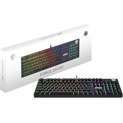 MSI Forge GK320 QWERTY, IT Layout mechanisch gamingtoetsenbord, full-size, lineaire rode schakelaars, hot-swappable, magnetische afdekking, ergonomische toetsen, antislip basis, RGB LED, USB 2.0 MSI Forge GK320 QWERTY, IT Layout mechanisch gamingtoetsenbord, full-size, lineaire rode schakelaars, hot-swappable, magnetische afdekking, ergonomische toetsen, antislip basis, RGB LED, USB 2.0