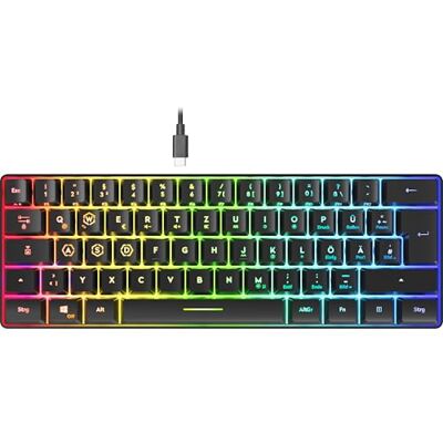 Speedlink LETOS RGB gaming toetsenbord 60%, bedraad, afneembare USB-C kabel, achtergrondverlichting, Duitse layout QWERTZ, zwart Speedlink LETOS RGB gaming toetsenbord 60%, bedraad, afneembare USB-C kabel, achtergrondverlichting, Duitse layout QWERTZ, zwart