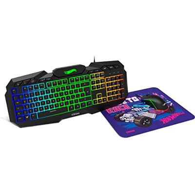 KROM Hot Wheels KUSTOM HW ITALIAN- RGB -membraantoetsenbord, muis met 7200 dpi optische sensor, zachte en resistent stoffenmat, Italiaans lay-out zwart KROM Hot Wheels KUSTOM HW ITALIAN- RGB -membraantoetsenbord, muis met 7200 dpi optische sensor, zachte en resistent stoffenmat, Italiaans lay-out zwart