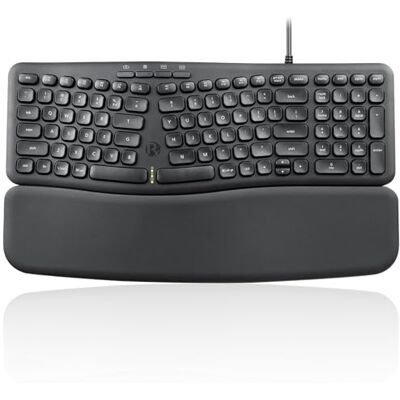 Perixx PERIBOARD-536B US, bedraad ergonomisch compact USB-toetsenbord 40 x 14 x 4,5 cm dimensie Ingebouwde Number Pad Afneembare polssteun Stille Typing Zwart Perixx PERIBOARD-536B US, bedraad ergonomisch compact USB-toetsenbord 40 x 14 x 4,5 cm dimensie Ingebouwde Number Pad Afneembare polssteun Stille Typing Zwart