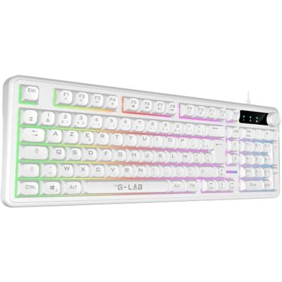 THE G-LAB Keyz Caesium EX W Gamer toetsenbord membraan 98% wit AZERTY FR USB-bekabeld, formaat 98%, responsief en stil membraan, anti-ghosting 26 toetsen, regenboogachtergrondverlichting THE G-LAB Keyz Caesium EX W Gamer toetsenbord membraan 98% wit AZERTY FR USB-bekabeld, formaat 98%, responsief en stil membraan, anti-ghosting 26 toetsen, regenboogachtergrondverlichting