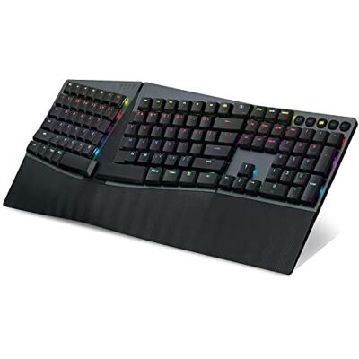 Perixx PERIBOARD-835BR Draadloos ergonomisch mechanisch toetsenbord met RGB-verlichting, platte tactiele bruine schakelaar, programmeerbare toetsen, Windows/Mac OS X compatibel, US QWERTY Perixx PERIBOARD-835BR Draadloos ergonomisch mechanisch toetsenbord met RGB-verlichting, platte tactiele bruine schakelaar, programmeerbare toetsen, Windows/Mac OS X compatibel, US QWERTY