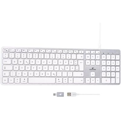 Bluestork KB Mac toetsenbord voor Mac MacBook & iPad USB-C & USB-A QWERTZ DE, met kabel USB-C en USB-A, Mac-toetsenbord stil, wit, compatibel met Mac/MacBook/iPad Bluestork KB Mac toetsenbord voor Mac MacBook & iPad USB-C & USB-A QWERTZ DE, met kabel USB-C en USB-A, Mac-toetsenbord stil, wit, compatibel met Mac/MacBook/iPad