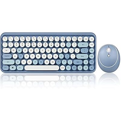 Perixx PERIDUO-713BL Wireless Mini Keyboard and Mouse Combo Retro Round Key Caps Pastel Blue US Engelse lay-out.. Perixx PERIDUO-713BL Wireless Mini Keyboard and Mouse Combo Retro Round Key Caps Pastel Blue US Engelse lay-out..